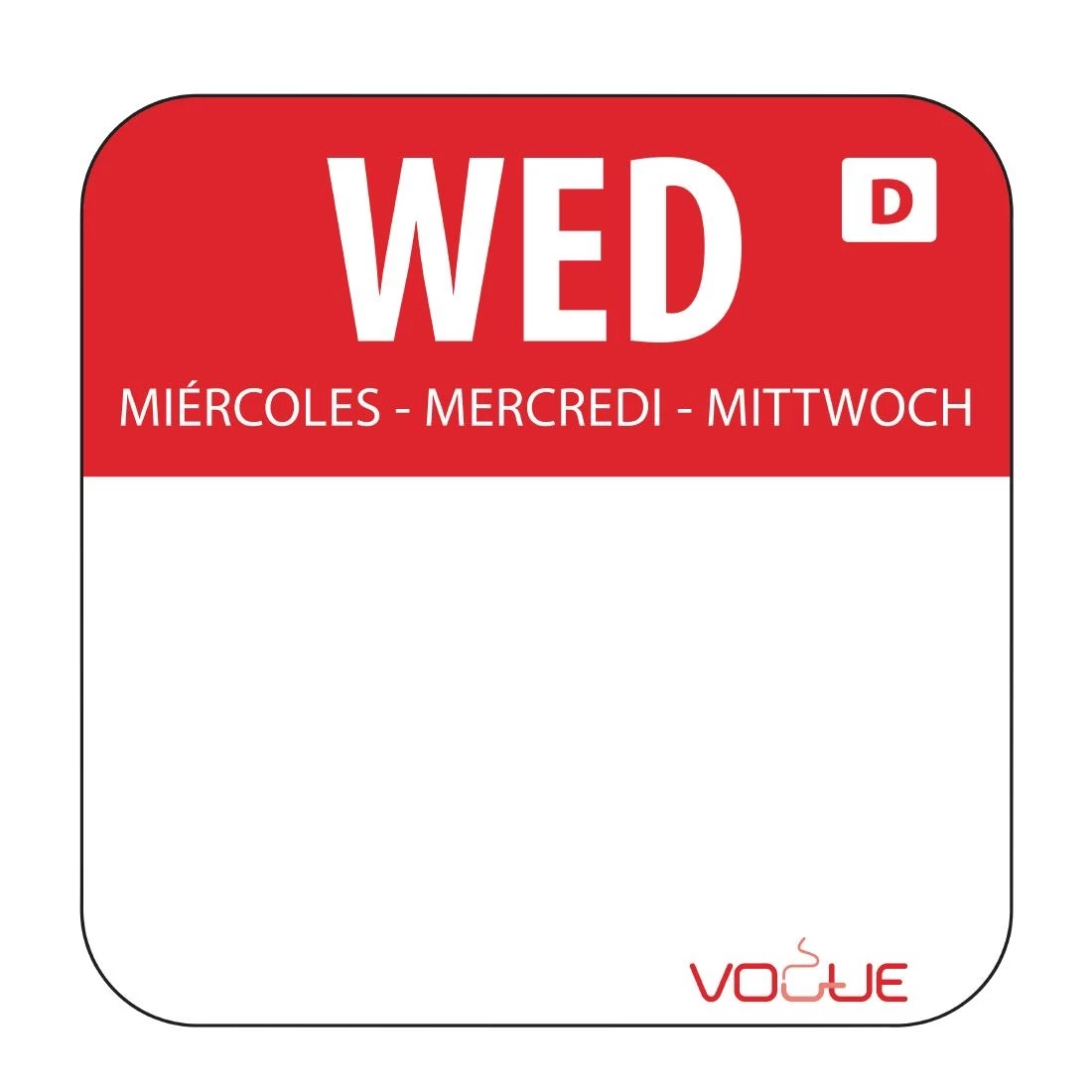 Vogue Dissolvable Food Rotation Labels Wednesday (Pack Of 1000)