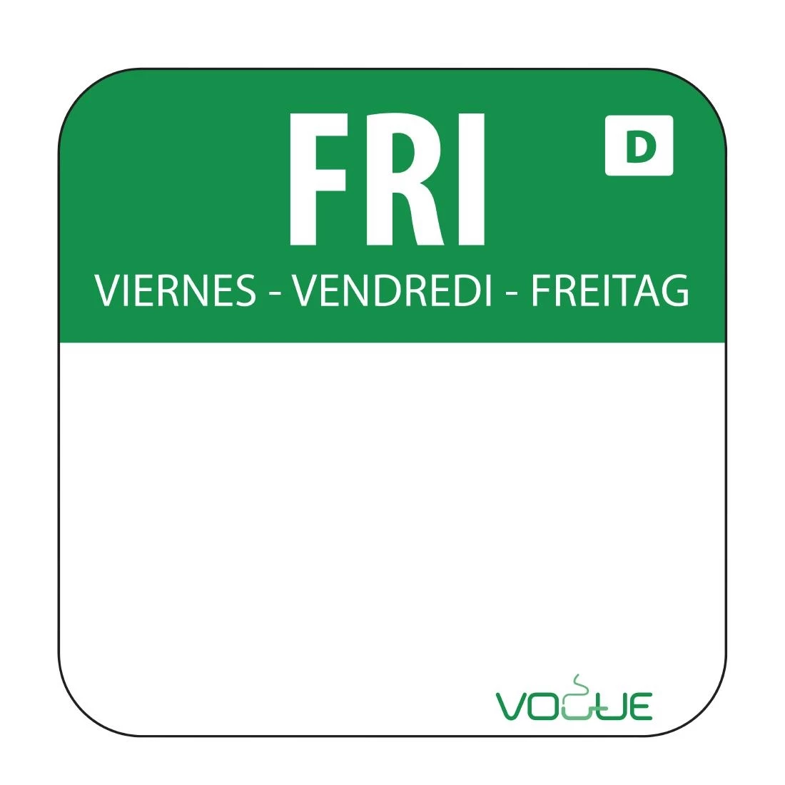 Vogue Dissolvable Food Rotation Labels Friday (Pack Of 1000)