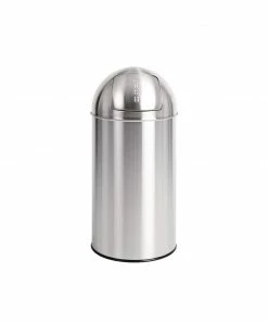 Bolero Stainless Steel Push Top Bullet Bin Silver 40Ltr