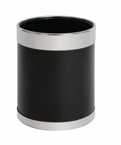 Bolero Black Waste Paper Bin With Silver Rim